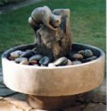 Water Feature,Cat on a Rock in Round Bowl